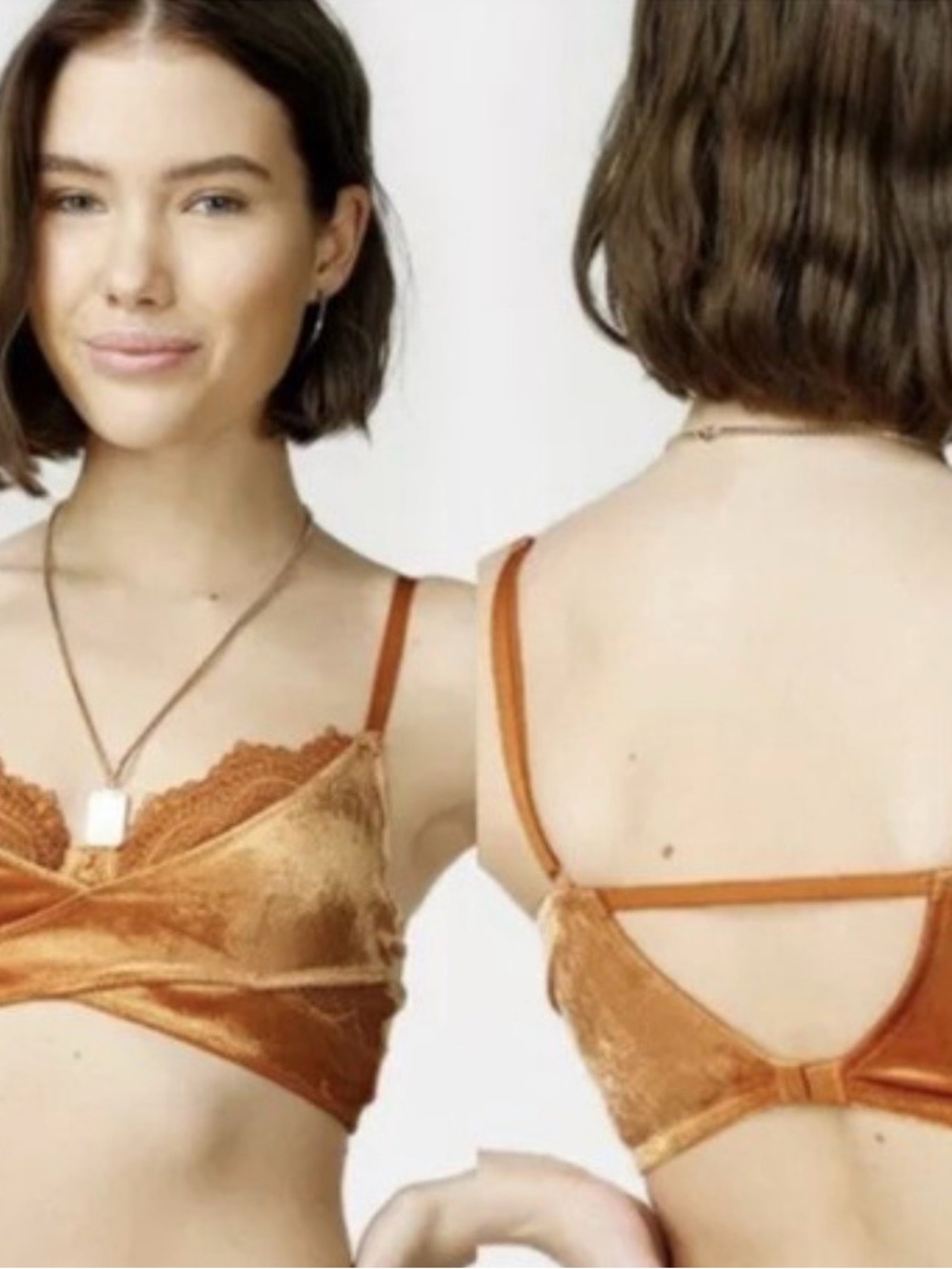 Free People Velvet Lace Bralette in Burnt Orange